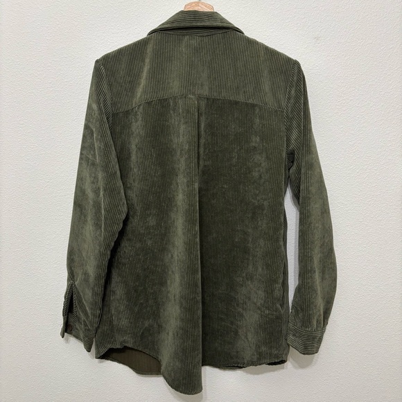 Altar’d State Green Corduroy Button Down with Side Hand Pockets (Size M) - Picture 2 of 3